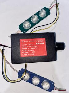 MODUL BLITZ PESAWAT 2 OUTPUT STELAN NYALA FLIP FLOP + 2 LED 3 MATA `12VOLT/24VOLT