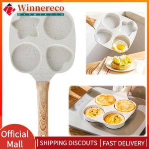 【winnereco】 4-Cup Medical Stone Frying Pan Non-Slip Fried Egg Pan Wear Resist Divided Omelet Pans for Gas Stove and Induction Cooker