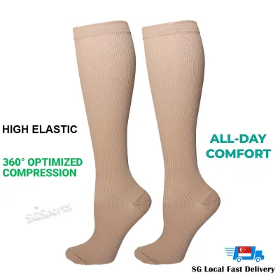 Compression Socks for Men Women Sports Socks for Running Soccer Ball Football Cycling Nurses Athletic Knee High Calf Sleeves Unisex Medical Stocking Leg Foot Support Pain Relief Better Blood Circulation