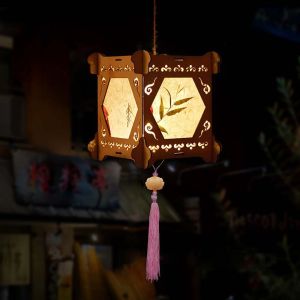 xuechuangying 纸灯笼 paper lantern 中秋节 Retro Glowing Pendants Lamp Lantern Chinese Style Home Decoration Festival Lantern Festival Decorations Party Decor Handmade Lanterns