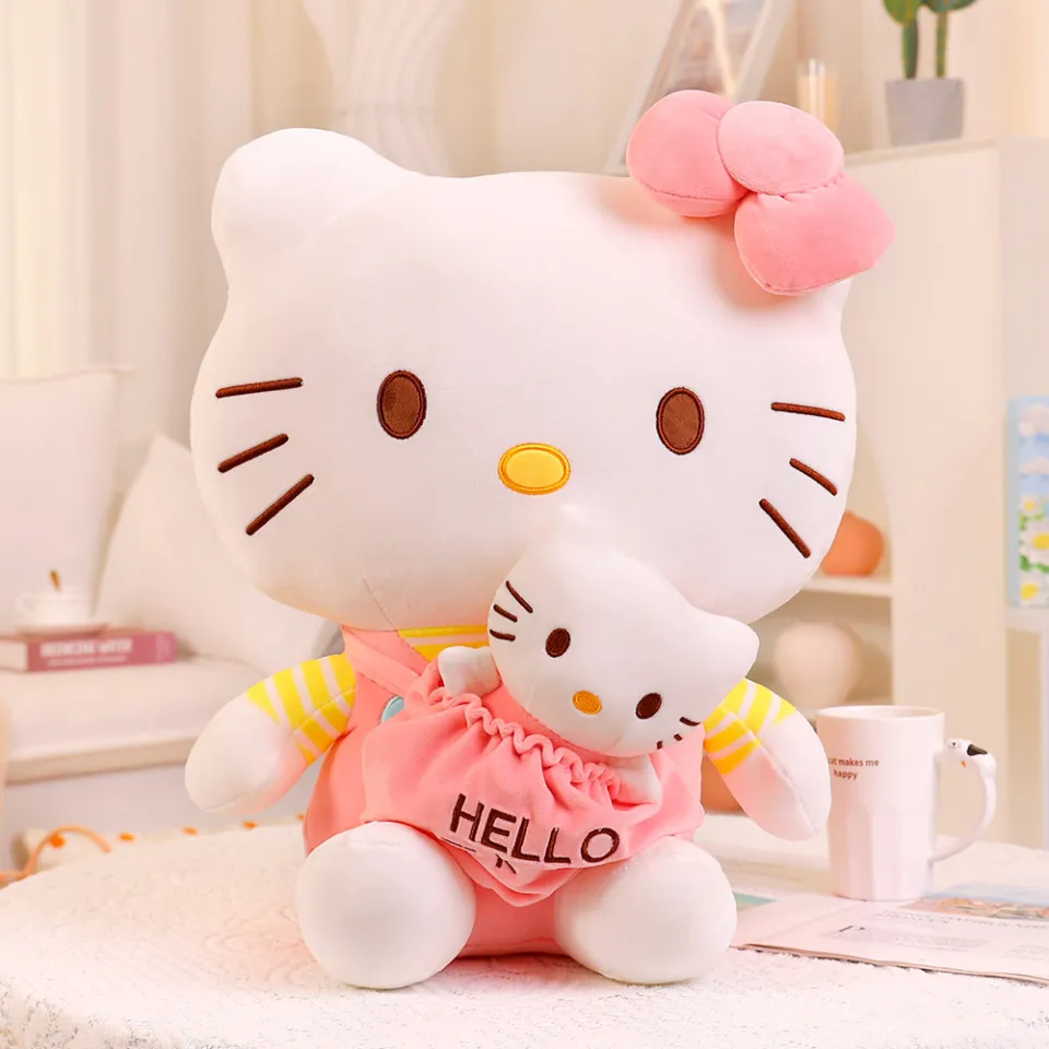 JOJO CASTLE KT Cat 30/43/53/65/85cm Kawaii Plush Toys Sanrio Hello Kitty  Anime Cartoon Image Cute Plush Doll Kawaii Room Decor Stuffed Toys Girl