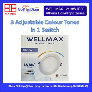 WELLMAX Athena Dual-Wattage 12W/18W LED Downlight - 3 CCT Color Tones 100lm/W IP20