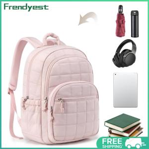 Nylon Quilted College Laptop Backpack Fashion Casual Daypack Adjustable Straps College Backpack for Teens Girls Students