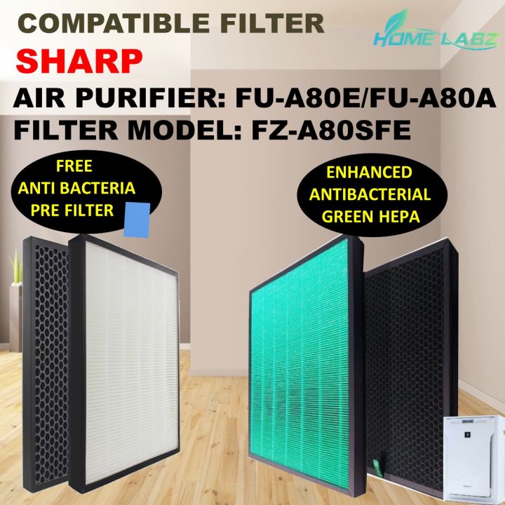 Sharp FU-A80E/FU-A80A FZ-A80SFE Compatible Filter [FREE Anti Bacteria ...