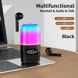 New TF23 BOX 2in1 TWS Earphone Bluetooth Speaker with Color Atmosphere LED Light Battery Level Display Screen Music Player