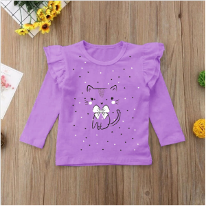 Atasan Kaos Anak Perempuan Lengan Panjang Variasi 2 Kerutan /Atasan Calya Kids 1-8 Tahun Matt Babyterry