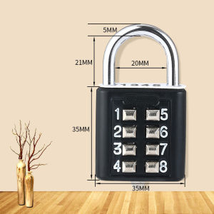 ​8 Digital Security Padlock Combination Button Code Keyed Anti Theft Zinc Alloy For Luggage
