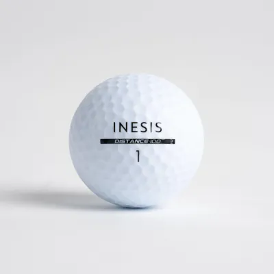 Decathlon GOLF BALLS x12 - INESIS DISTANCE 100 WHITE/ YELLOW