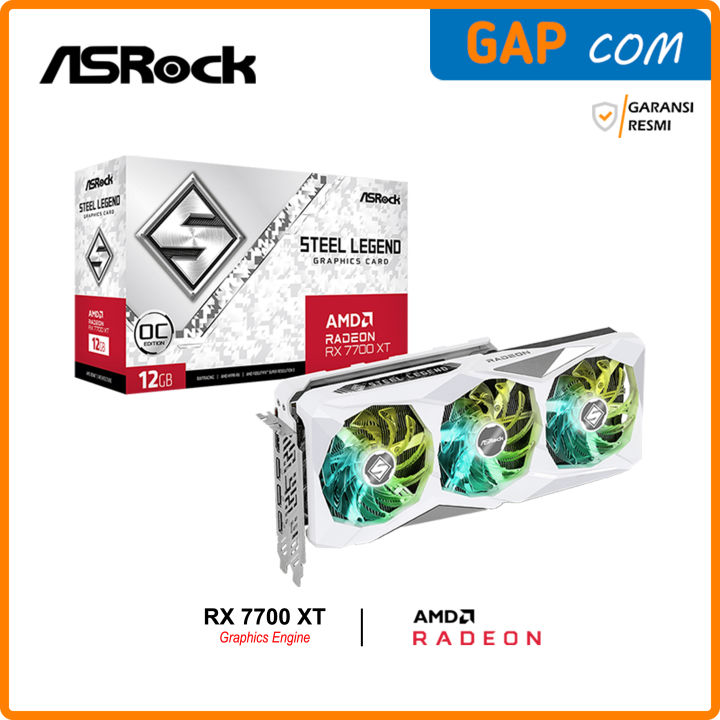 VGA ASRock AMD Radeon RX 7700 XT Steel Legend OC 12GB GDDR6 Triple Fan ...