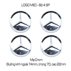 Logo Mercedes chụp mâm xe (chụp Lazâng) xe Mercedes đường kính 75mm phù hợp mẫu xe Mercedes khác nhau (màu Crom và đen mờ) logoMecden75mm