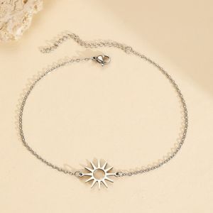 PLLEWY Gold Color Sun Hollow Bracelets Adjustable Chain Stainless Steel Stainless Steel Hand Chain Fashion Fashion Design Trendy Jewelry for Women Men
