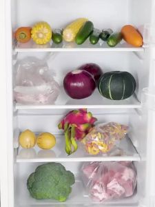 GTHome(Singapore) SET of 4 Stackable Food Storage Containers with Drain Basket  Food Grade PP Sealed fridge organizer