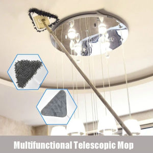 Multifunctional Cleaner Rotating Triangle Mop Floor Brush Clean Windows Extended and Retractable Feather Duster Suitable for Cleaning Ceilings