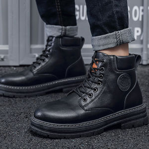 VIVOLILV รองเท้าบู๊ตทำงานสำหรับผู้ชายที่มีดีไซน์ผูกเชือก พื้นรองเท้าป้องกันการเจาะ ข้อเท้าหุ้มข้อสูง และคุณสมบัติที่จำเป็นสไตล์อุตสาหกรรม รองเท้าคอมแบท
