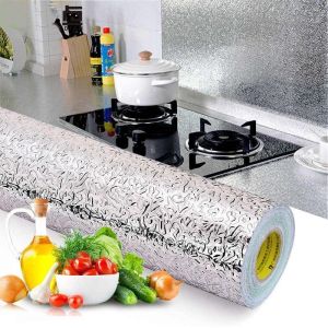 [HCM] Cuộn 2m Giấy Decal Bạc Dán Bếp Tráng Nhôm Cách Nhiệt Chống Dầu Mỡ Khổ -GL314