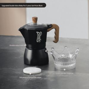 BINCOO Double Valve Moka Pot Coffee Pot Set Small Espresso Hand Grinder Coffee Maker 2Cups/4Cups