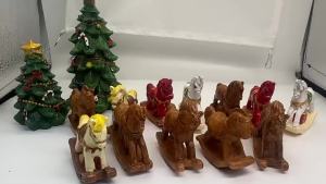 Tượng ngựa bập bênh Giáng sinh bằng nhựa trang trí sơn đồ trang trí treo cây DIY cho ngày lễ