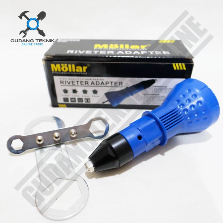 Mollar Adaptor Tang Rivet Mesin Bor Adapter Drill Riveter Mollar Adapter Paku Rivet Lazada