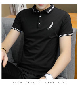 Áo tay ngắn mùa hè cho nam Polo Áo sơ mi ngắn cỡ lớn t Áo sơ mi lụa lạnh dáng ôm cho nam với cổ bẻ cho sinh viên POLO Áo Sơ Mi