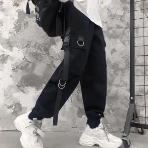Black Casual Pants For Women In Spring Autumn Korean Style Hip-Hop Student Loose High-Waisted Slim Legged Cargo Pants Trendy