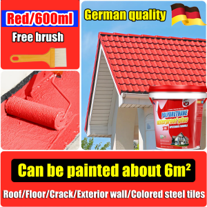 【1200ml With Brush】DAVOKO Sealant Super Waterproof Glue Polyurethane Waterproof Coating For Roofs Swimming Pools Fish Ponds Exterior Walls Waterproofing Paint Super Transparent Waterproof Sealant Repair Waterproof Paint