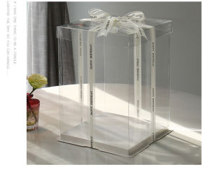 Tall Cake box 8/10/12 inch transparent cake box square wedding birthday cupcake macaron tower boxes tall high clear gift packaging