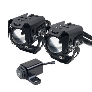 Mini Driving Light Motorcycle Driving Spotlight 4 Modes Light Yellow and White 2 in 1 High and Low Beam Waterproof with Switch