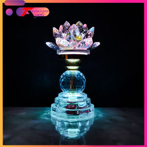 (GIÁ 1 CÁI) Đèn thờ pha lê hoa sen sáng từ chân đến ngọn đèn Đèn trang trí tủ thờ quan âm Phật Tổ Tam Ba vị Thánh (PL22)