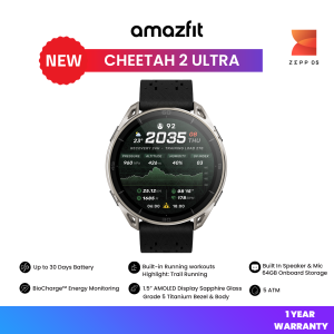 Amazfit Cheetah 2 Ultra Smartwatch | 1.5" AMOLED Sapphire Glass Display | 5 ATM | Strava Compatible