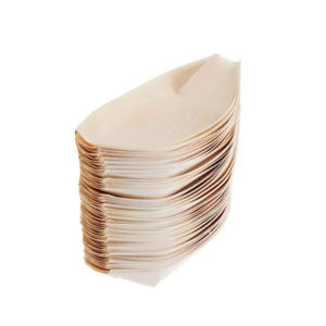 100pcs Wooden Sushi Serving Tray Boat Disposable Japanese Sashimi Plate Snack Dessert Candy Serving Dish for Restaurant Home