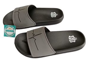 Sandal Selop Upper Grey List Black / Sandal Pria Wanita Free Paperbag / Sandal Flip Flop