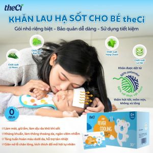 Khăn Lau Hạ Sốt Theci Baby 30 Gói Hỗ Trợ Hạ Nhiệt Khi Sốt Làm Mát Nhanh An Toàn Cho Bé
