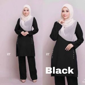 Muslimah Zara Suit Set Women | Modest Blouse Pants Set Como Crepe | Palazzo Pants Loose Fit | Wudhu Friendly BF Friendly | Baju Kurung Modern