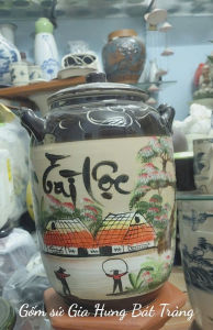 Hũ đựng 25kg gạo(30L) gốm sứ Gia Hưng Bát Tràng