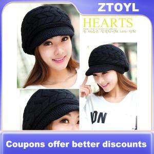 【ZTOYL】 ผู้หญิงถักหมวกฤดูหนาวที่อบอุ่นถักถุงหมวกหมวกหมวกสกี