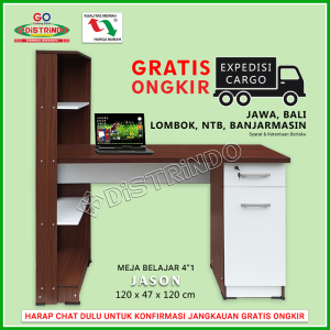 Meja Belajar / Meja Kasir Stylish Kekinian Multi Fungsi Meja Rak Lemari dengan Laci Pakai Kunci