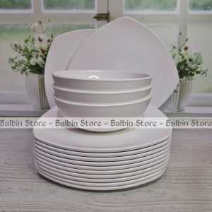 satu paket 6 set isi 3 piring prasmanan lebar 23 cm dan mangkuk bulat 7lebar 165 cm melamine tebal