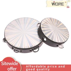 WORE กลองมือขนาด6 8 10นิ้วทำจากไม้พร้อมด้วยเครื่องดนตรีกริ๊งสองแถวสำหรับการศึกษา