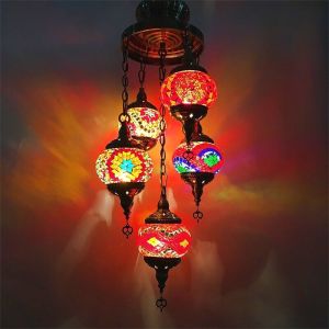 5 Heads Turkey Ethnic Customs Handmade Mosaic Lamp Romantic Hotel Cafe Restaurant Bar Pendant Light Living-room Balcony Stairs