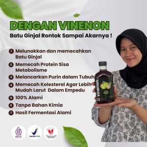 VINENON Cuka Mengkudu 100% Asli Bantu Atasi Permasalahan ISK dan Batu Ginjal BPOM isi 300 ml