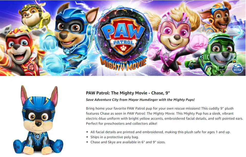 GUND PAW Patrol: The Movie Chase Plush Stuffed Animal - 6 Inch Official Toy For Kids Ages 1+