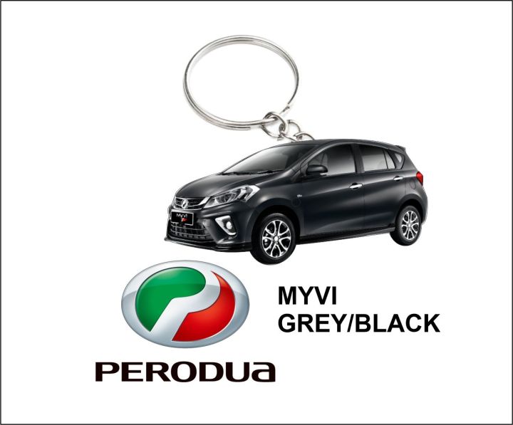 perodua myvi grey black keychain 2d Lazada