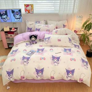 4-IN-1 Sanrio Series PREMIUM King/Queen Size Fitted Bedsheet Rubber around | Aloe Cotton 1200TC Cartoon SET CADAR- RABEDHEET
