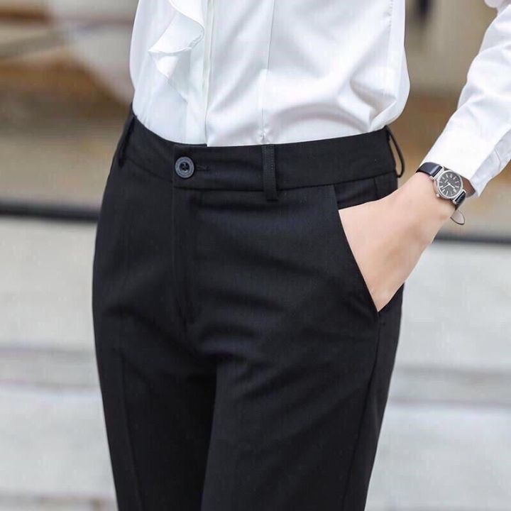 Lady Suit Pants Black Korean Style Slack Straight Pants Women