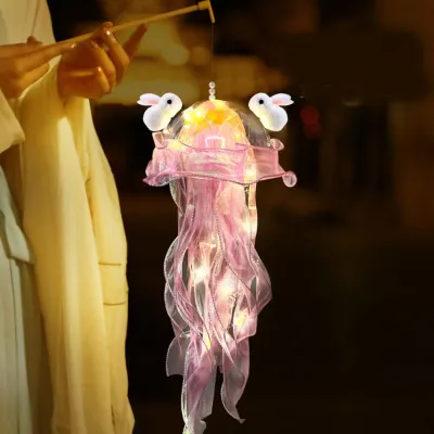 BEATAC Luminous Colorful Jellyfish Lantern Colorful Funny Ocean Animals Ancient DIY Handheld Jellyfish Lamp Mid Autumn Festival