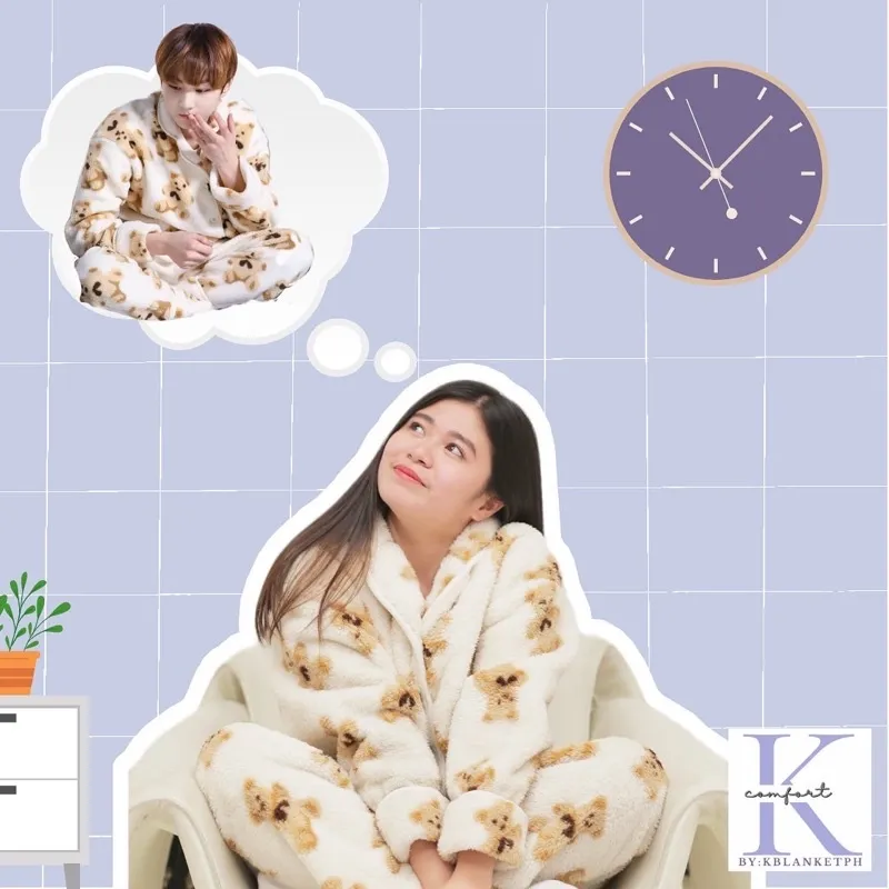 Beige Button Down Bear Pattern Pajama Set | Enhypen - Jungwon