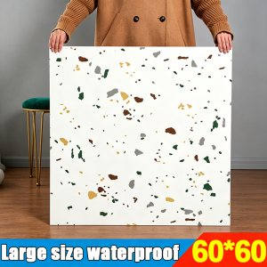50PCS Vinyl Tile Floor Sticker 60x60CM Self Adhesive Waterproof Anti Slip Marble Pattern Floor Decal Thick Wear Resistant Easy Peel And Stick Flooring Wallpaper For Bedroom Kitchen Living Room Home Interior Renovation Decoration
