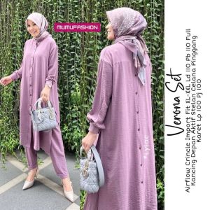 RATI - VERONA SET // SETELAN TUNIK CRINKLE BUSUI FRENDLY BISA COD BY MUMU FASHION SOLO BISA COD