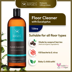 SOAPNUT REPUBLIC Floor Cleaner Eucalyptus E.O. 1 litre - Gentle on skin organic fragrance-free remove bacteria remove stains remove dirt remove oil child-friendly plant based essential oils soapnut berries