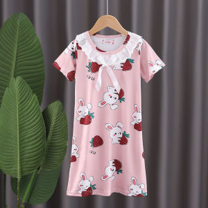 Wander ชุดนอนกระโปรงเด็กหญิง การ์ตูนน่ารักคูโลมิ ชุดนอนเจ้าหญิงแขนสั้นบางสําหรับเด็กผู้หญิง23619